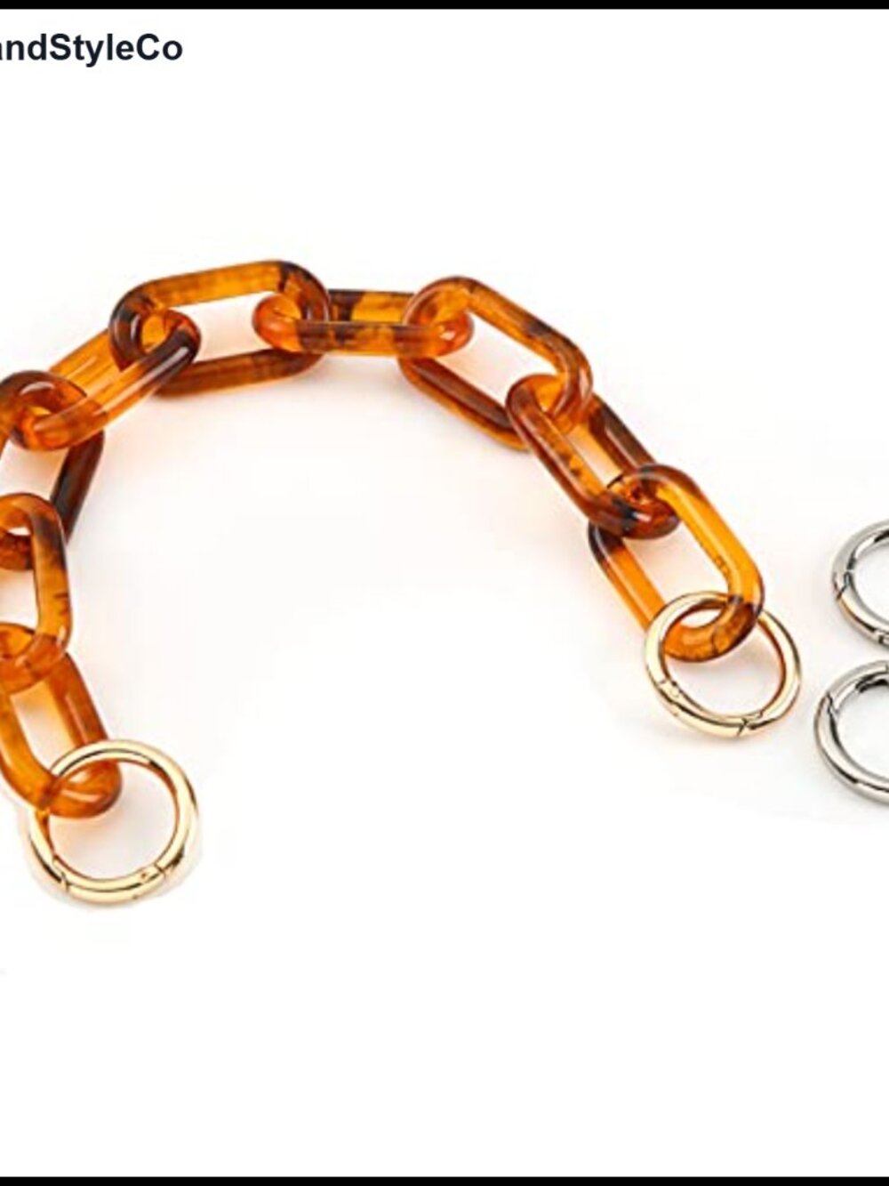 Resin Purse Handle Strap Replacement with Alloy Clasps Short Chunky Bag Chain